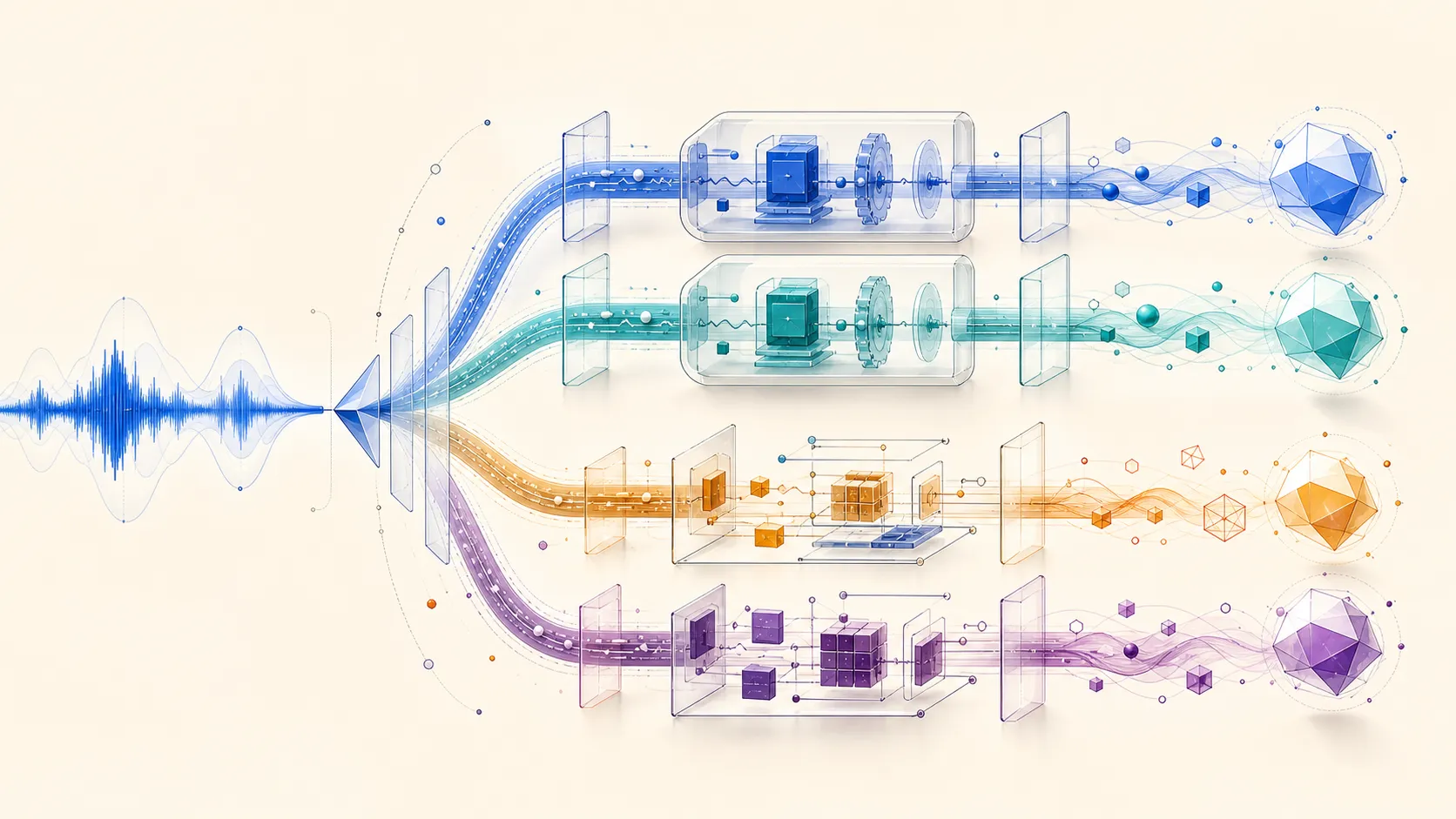 Four voice AI stack paths compared across managed orchestration, media control, deployment ownership, and evaluation needs